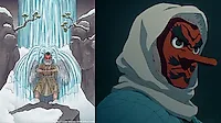 Наставник Тандзиро из «Клинок, рассекающий демонов» носил маску Тенгу, что достаточно символично, поскольку он жил в горах и передавал своё мастерство.