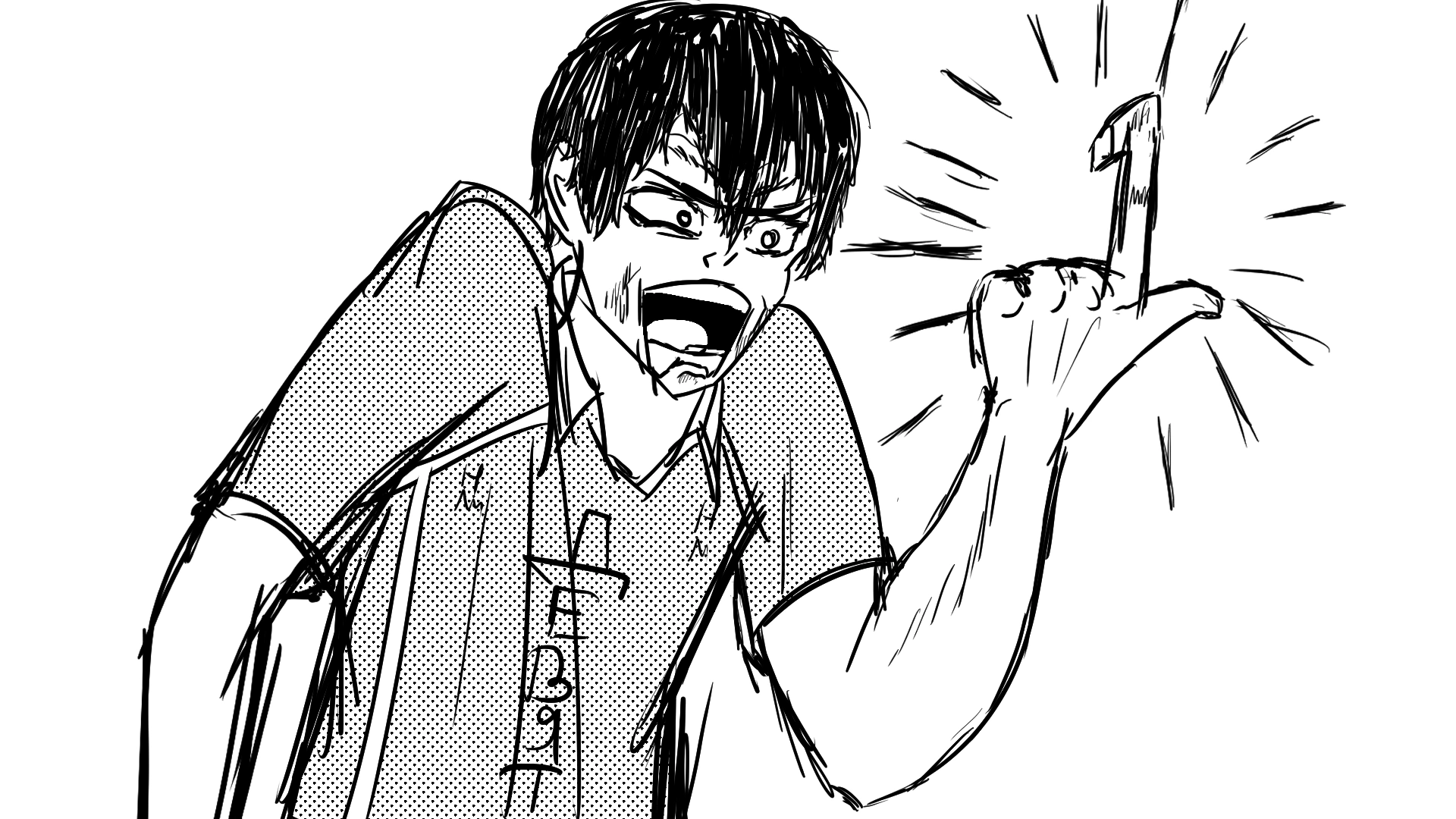 А это тоже Кагеяма, но правда со сломанным пальцем.